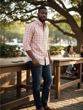 Southern Tide Men's Pastel Plaid Button-Down Shirt. NWT.